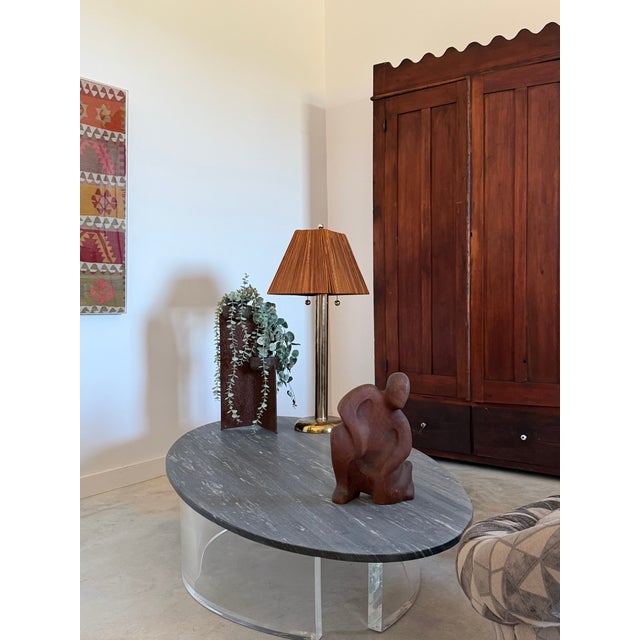 Wood Paavo Tynell-Style Split Reed Table Lamp Organic Modern Brass Scandinavian-Style For Sale - Image 7 of 18