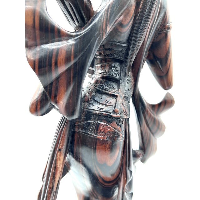 Large Hand-Carved Sculpture of the Goddess Dewi Sri in Makassar Ebony, Bali, 1950s-1960s For Sale - Image 12 of 18