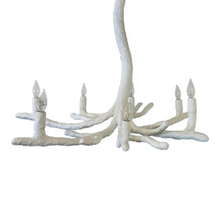 Currey & Co. Modern Texture White Branch Inverno Chandelier For Sale