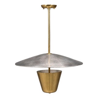 1950s Mid-Century Modern Edward Wormley Attr., Large Perforated Brass, Lacquered Metal Chandelier For Sale
