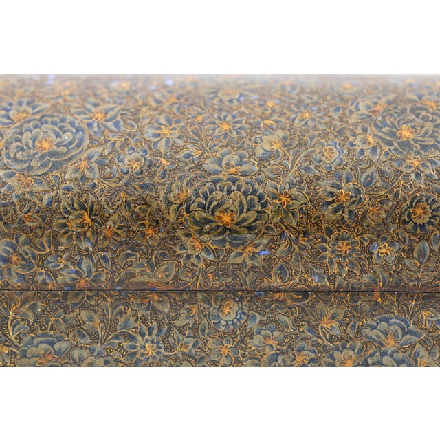 Mid 19th Century Indian Kashmiri Lacquered Polychrome Domed Stationery Box For Sale - Image 10 of 13