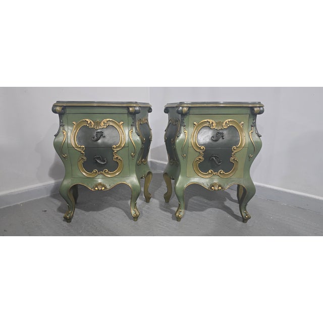 French Painted Bedside Chests of Drawers, 1920s, Set of 2 For Sale - Image 4 of 9