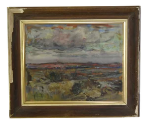 Errico Placido, Italian Landscape, Oil on Panel, 20th Century, Framed