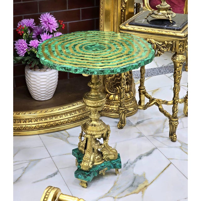 Rococo Green Rococo Side Table With Gold Leaf Details For Sale - Image 3 of 3