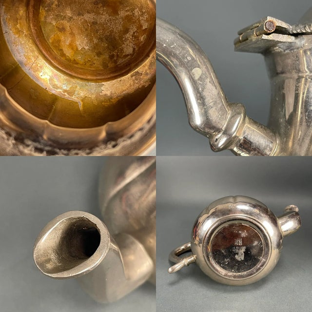 Antique Les Meilleurs Metal Blanc Silverplate Teapot French Marks For Sale - Image 10 of 12