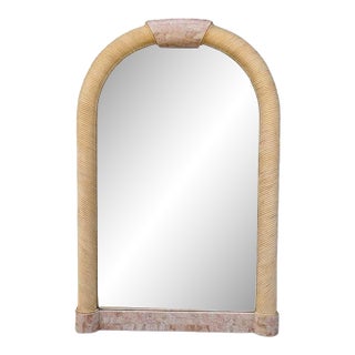 1980s Postmodern Tessellated Stone Arched Wall Mirror For Sale
