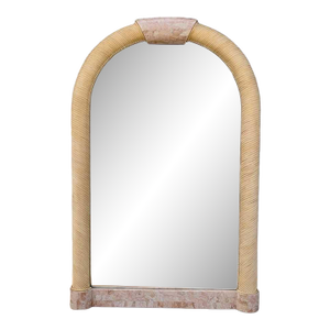 1980s Postmodern Tessellated Stone Arched Wall Mirror