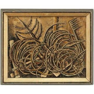 Ernesto Linares, Modernist Mexican Artist "Porters Garden" Abstract Expressionist Oil Painting For Sale