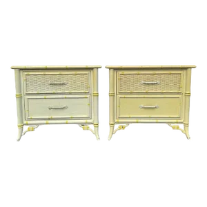Set of 2 Faux Bamboo Nightstands by Stanley