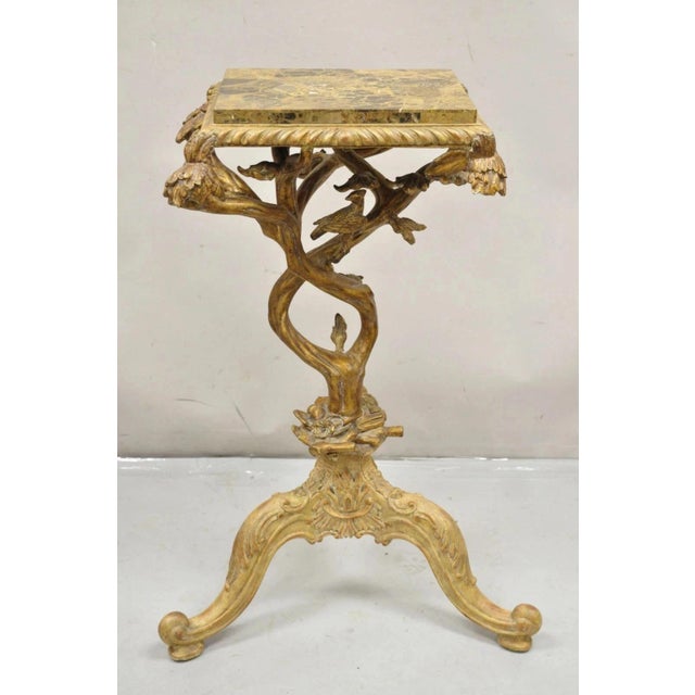 Late 20th Century Maitland Smith Italian Grotto Style Branch and Bird Figural Pedestal Side Table For Sale - Image 10 of 12