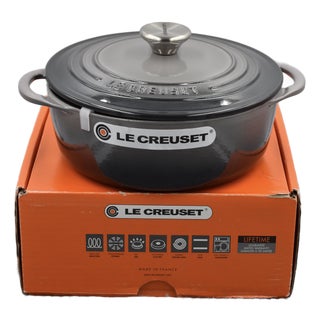 French Le Creuset Round Dutch Oven Enameled Cast Iron Cocotte For Sale
