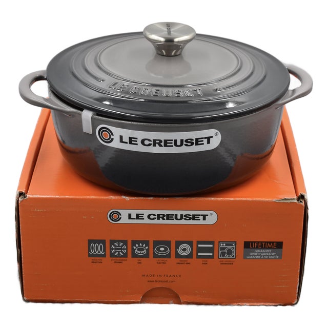French Le Creuset Round Dutch Oven Enameled Cast Iron Cocotte For Sale