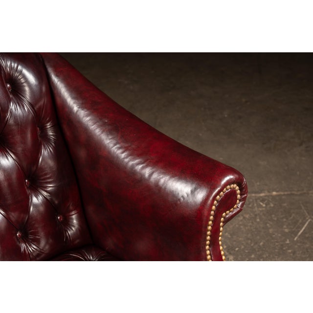 Vintage Burgundy Tufted Leather Chesterfield Club Chair For Sale - Image 11 of 18