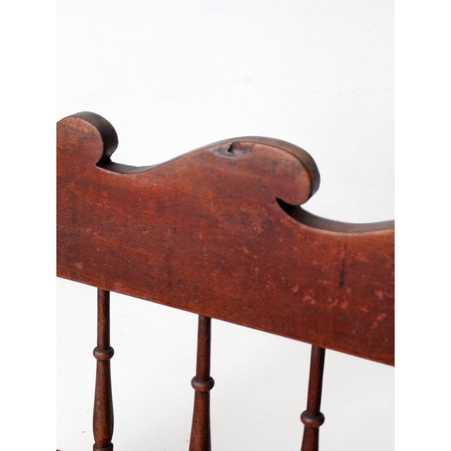 Antique 19th Century Wooden Spindle Back Bench With Scalloped Crest Rail For Sale - Image 14 of 18