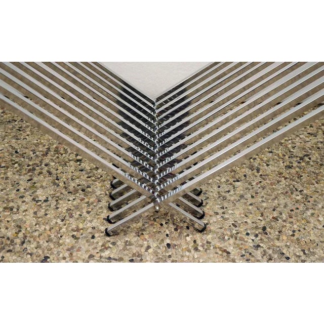 Coffee Table in Chromed Metal and Crystal, 1970s For Sale - Image 9 of 10