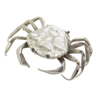 Large Vintage Italian Handmade Silver Crab-Shaped Box, 1950s For Sale