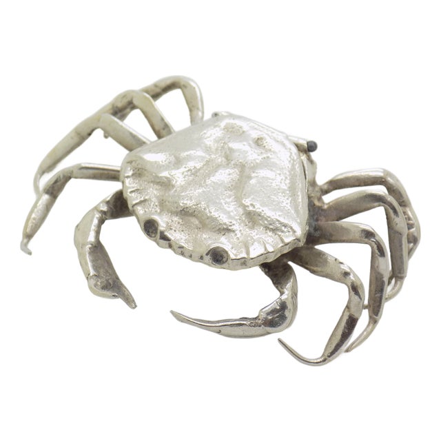 Large Vintage Italian Handmade Silver Crab-Shaped Box, 1950s For Sale