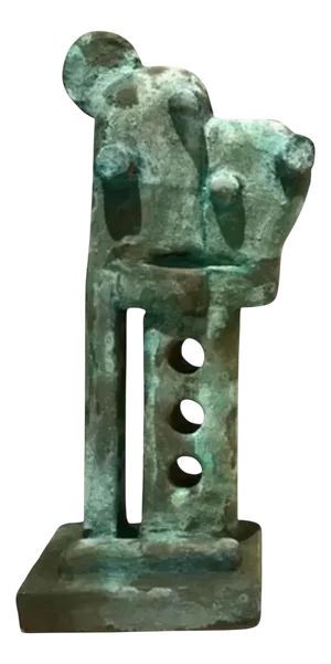 Oxidized Bronze Green Blue Metallized Mini Totem by Frederic Texier