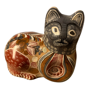 Tonalá Large Handmade Recumbent Feline With Intricate Designs