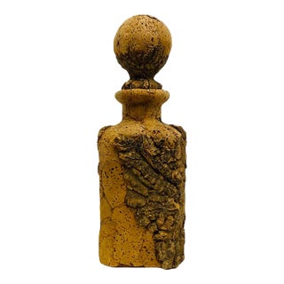 Vintage Italian Cork, Wood and Glass Decanter For Sale