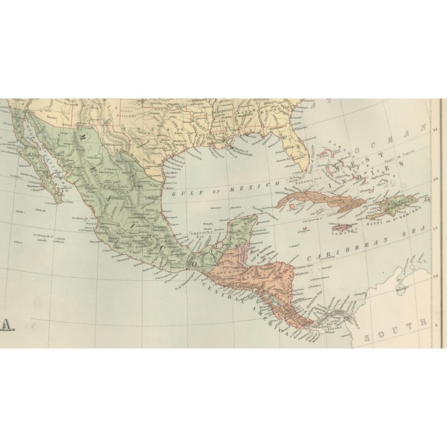 Paper Antique North America Map from Bartholomew, 1884 For Sale - Image 7 of 10