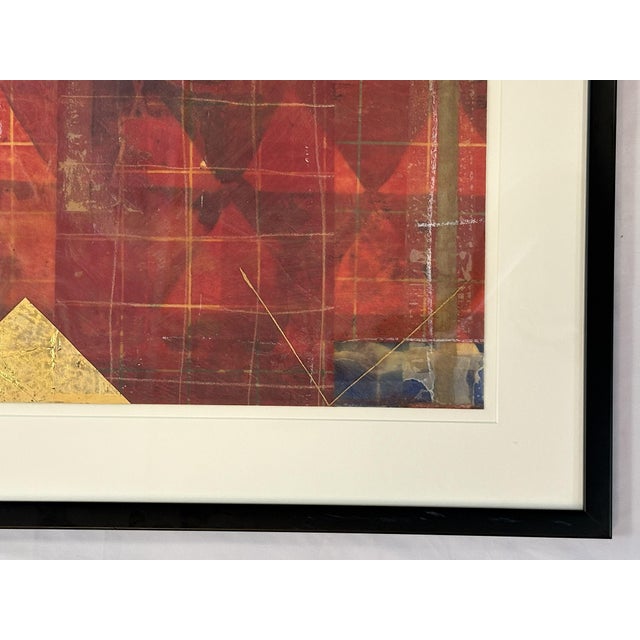 C1979 Original Steven Sorman (American 1948-Present) Mixed Media Framed Collage 'Untitled Red' For Sale - Image 4 of 18