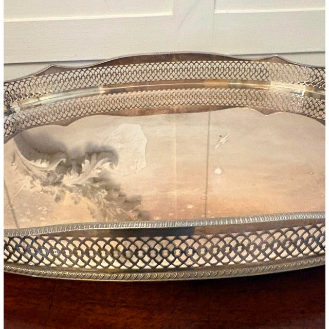 Antique Edwardian Silver Plated Gallery Tea Tray, 1905 For Sale - Image 4 of 6