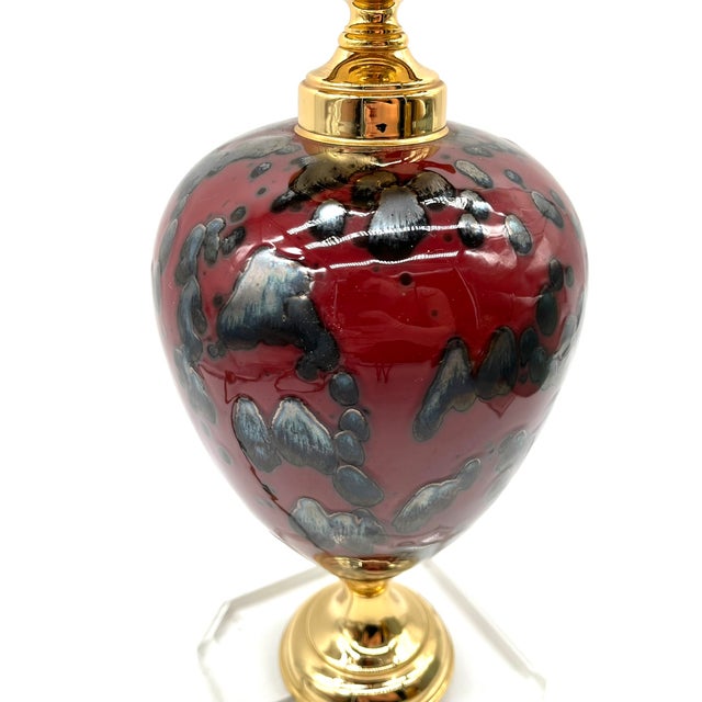 Metal Mid-Century Enamelled Brass Table Lamp on Acrylic Base, Germany, 1950s For Sale - Image 7 of 14