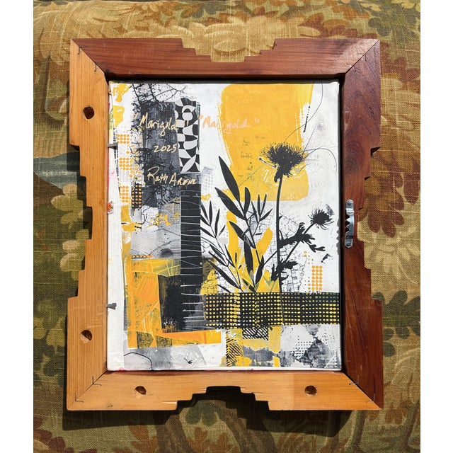 2025 Ruth Arenz Original Folk Chicken Painting in Vintage Frame For Sale - Image 9 of 10