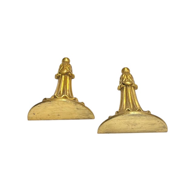 Pair Italian carved gilt wood wall brackets. Perfect for a plate wall.