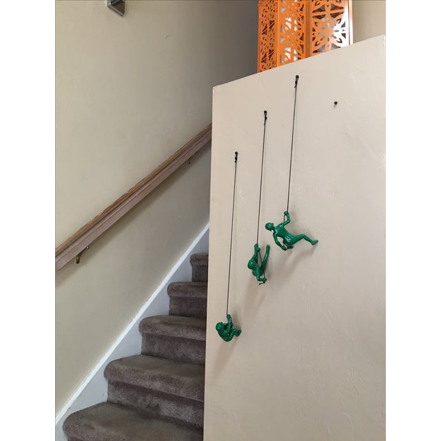2020s Green Climbing Men Wall Art - Set of 3 For Sale - Image 5 of 5