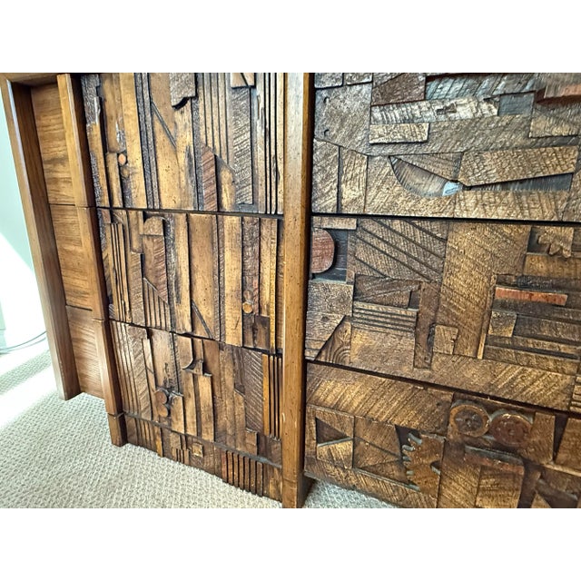 Bring home a true Mid-Century Modern statement with this rare and stunning Lane Brutalist dresser. This collection...