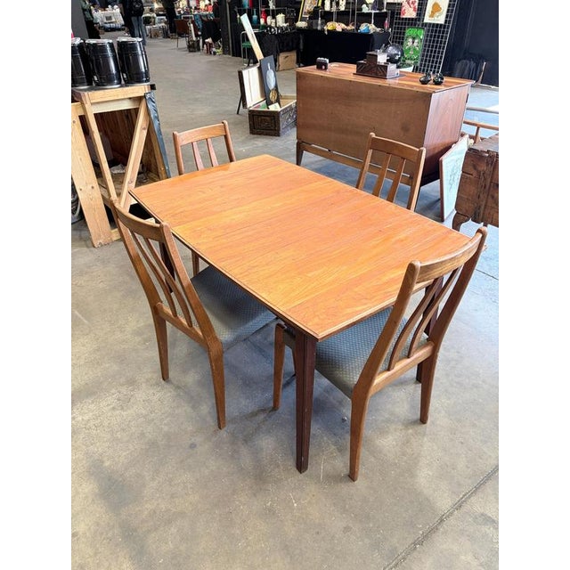 Black Mid-Century Dining Table from Gordon Russell and Danish Teak Chairs from Dyrlund, 1960s, Set of 5 For Sale - Image 8 of 9