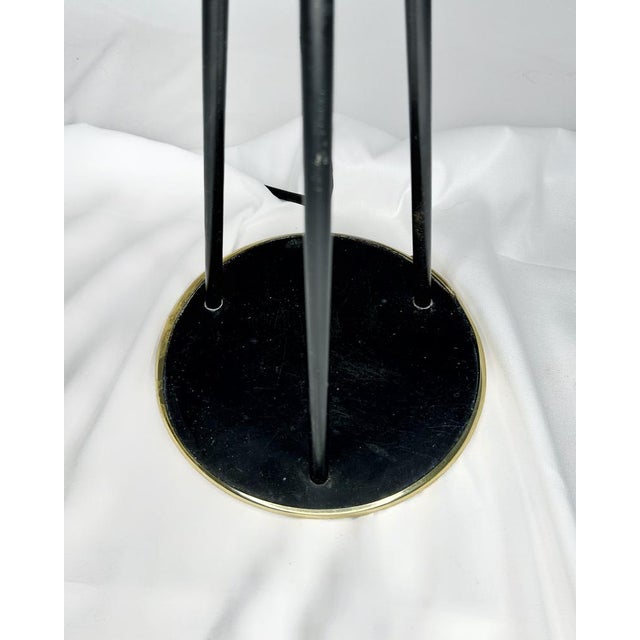Metal 2-Arm Floor Lamp in Teak, Brass and Black Steel attributed to Svend Aage Holm Sørensen, Denmark, 1950s For Sale - Image 7 of 9