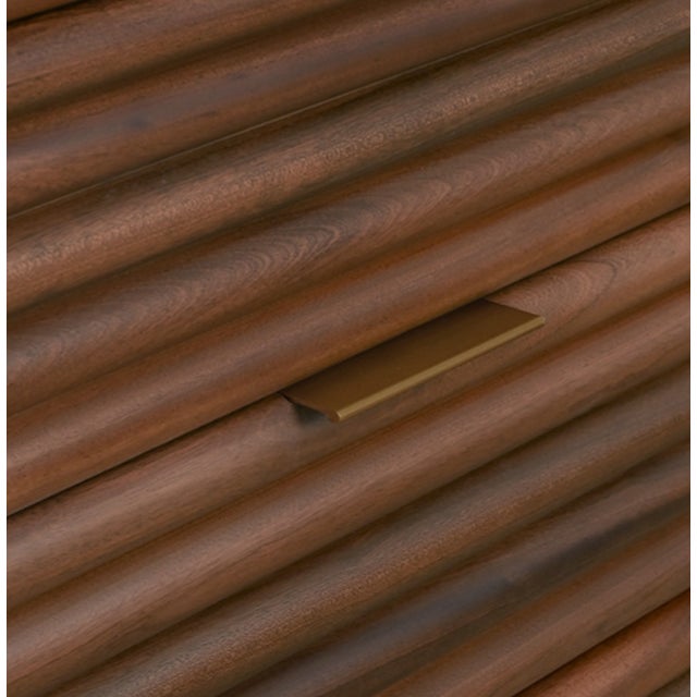 Mid-Century Modern Matthew Izzo Home Ranger Walnut Four Drawer Chest With Brass Drawer Pulls For Sale - Image 3 of 4
