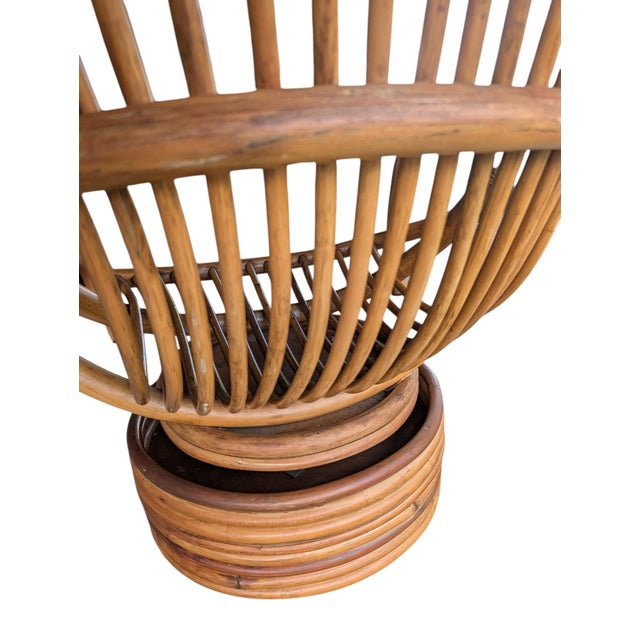 Mid-Century Modern Organic Bentwood Rattan Swivel Tub Chair For Sale - Image 15 of 18