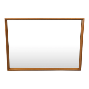 Mid Century Modern Long Rectangular Wall Mirror With Maple Frame