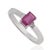Contemporary Dainty 0.69 Ct Octagon Ruby & Diamond Three Stone Ring in 925 Sterling Silver Size 6 For Sale - Image 3 of 14