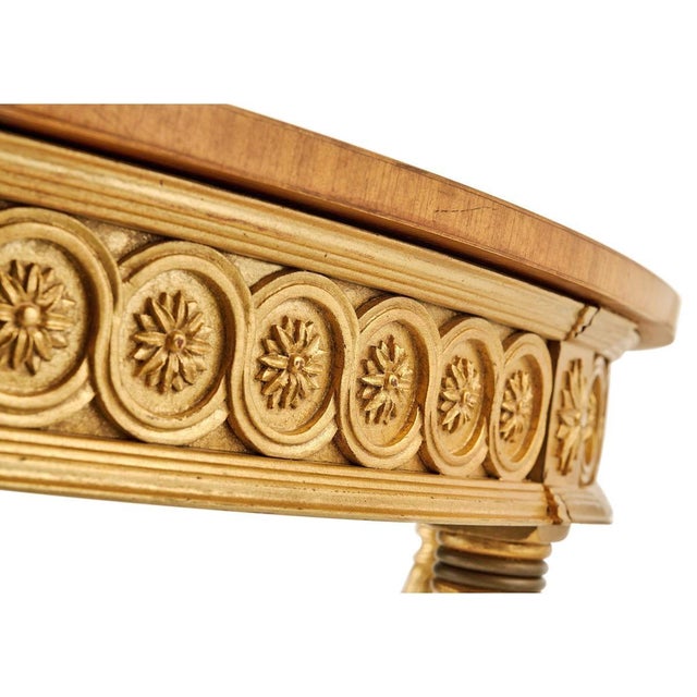 Petite English Neoclassical Giltwood Demi-Lune Console For Sale - Image 4 of 7
