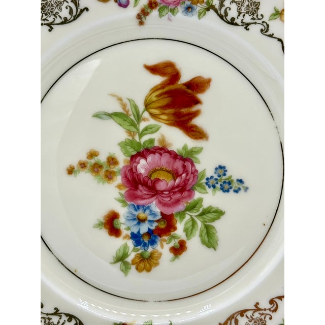 1920s Schlaggenwald Czechoslovakia Square Plate Floral Gold - Set of 4 For Sale In New York - Image 6 of 8