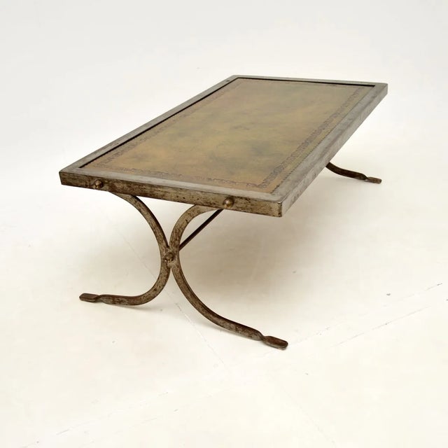 French Steel and Leather Coffee Table, 1960s For Sale - Image 4 of 10