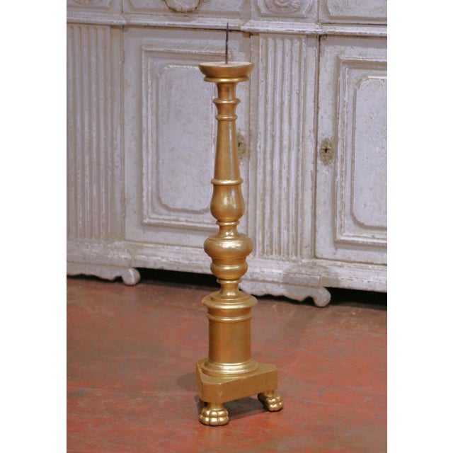 19th Century Italian Baroque Carved Giltwood Altar Candlestick For Sale In Dallas - Image 6 of 8