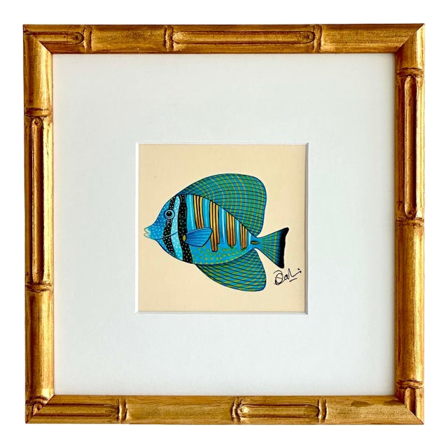 Original Hand-Painted Fish Painting, Framed For Sale