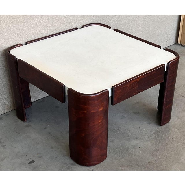 Mid-Century Modern Coffee Tables with Curved Legs and White Top, 1950s, Set of 2 For Sale - Image 4 of 9