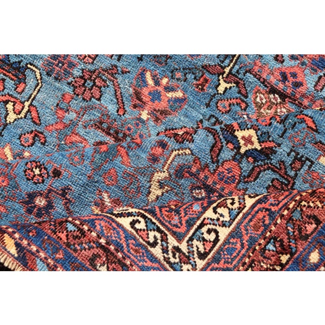 Antique Persian Afshar Rug in Beautiful Blue Background With Tribal Motifs 4'8 X 6'0 For Sale - Image 10 of 11