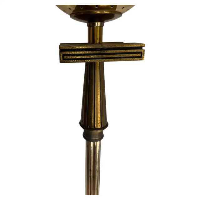 1960s Tommi Parzinger Style Greek Key Brass Floor Lamp, 1960's Mid Century Modern For Sale - Image 5 of 10