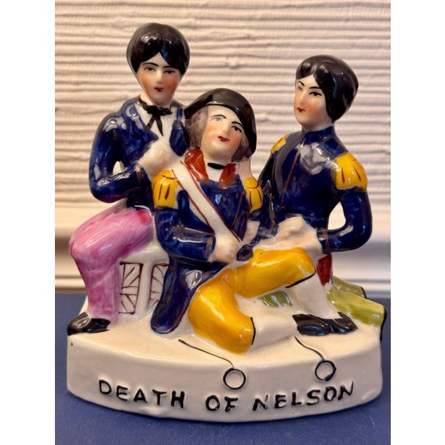 Staffordshire Antique Staffordshire Flatback Navy & Military Figurine Trio - "The Victory,""Alliance," and "The Death of Nelson" For Sale - Image 4 of 9