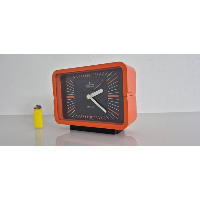 Plastic Orange Ato-Mat Table Clock from Junghans for Olympia, 1970s For Sale - Image 7 of 18