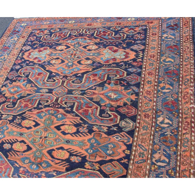 Early 20th Century Early 20th Century Antique Caucasian Sumac Rug in Varying Colors of Orange and Blue For Sale - Image 5 of 12