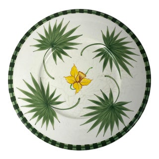 Vintage Gumps Palms & Daffodil Hand-Painted Platter For Sale